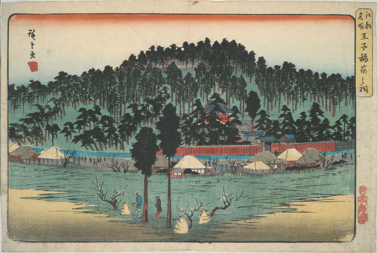 a. Kis szentély Ōjinál, az Edo híres látképei című sorozatból alkotó: Utagawa Hiroshige