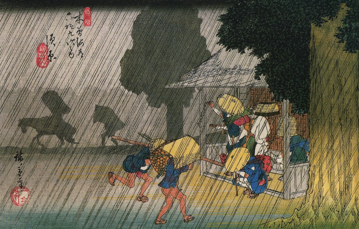 39. sz. Suhara, a Kiszo-kaidō hatvankilenc állomásából alkotó: Utagawa Hiroshige