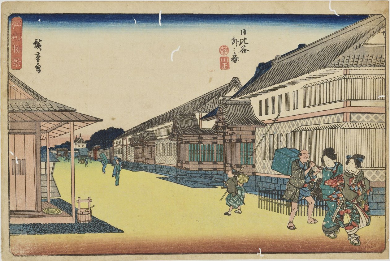 „Hibiján kívül” az „Edo nevezetes látképei” sorozatból alkotó: Utagawa Hiroshige
