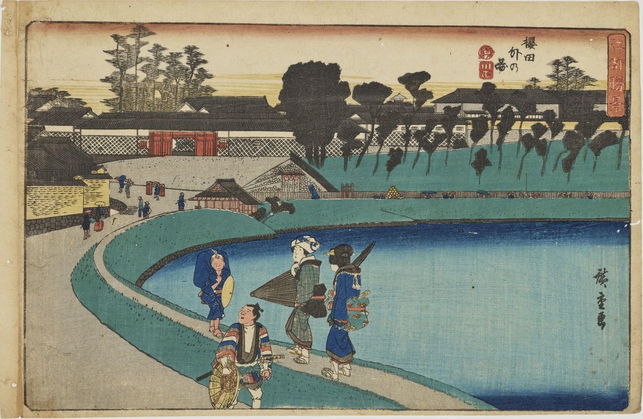„A Sakurada-kapu előtt” az „Edo legszebb látképei” című sorozatból alkotó: Utagawa Hiroshige