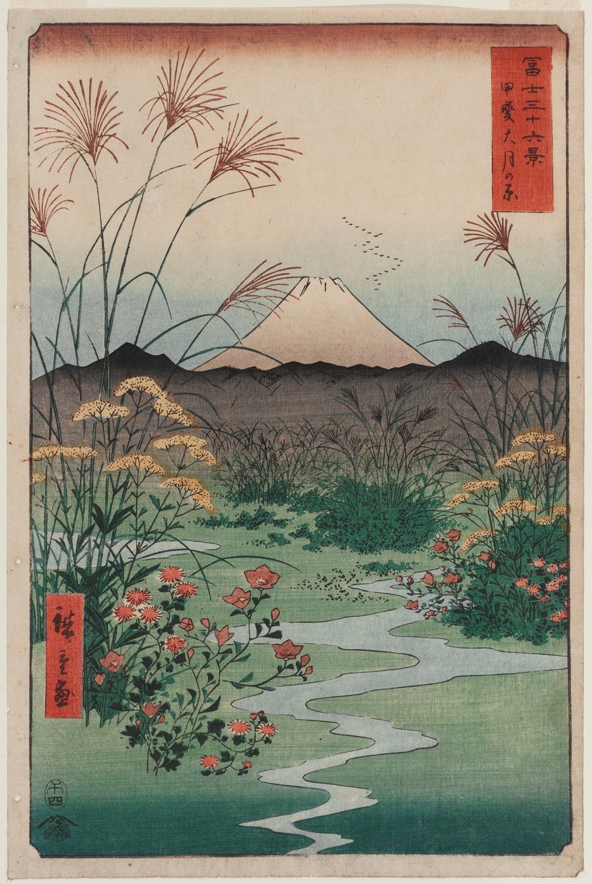 ōtsuki síkság Kai tartományban (Kai ōtsuki no hara), a Harminchat kilátás a Fuji-hegyre sorozatból alkotó: Utagawa Hiroshige