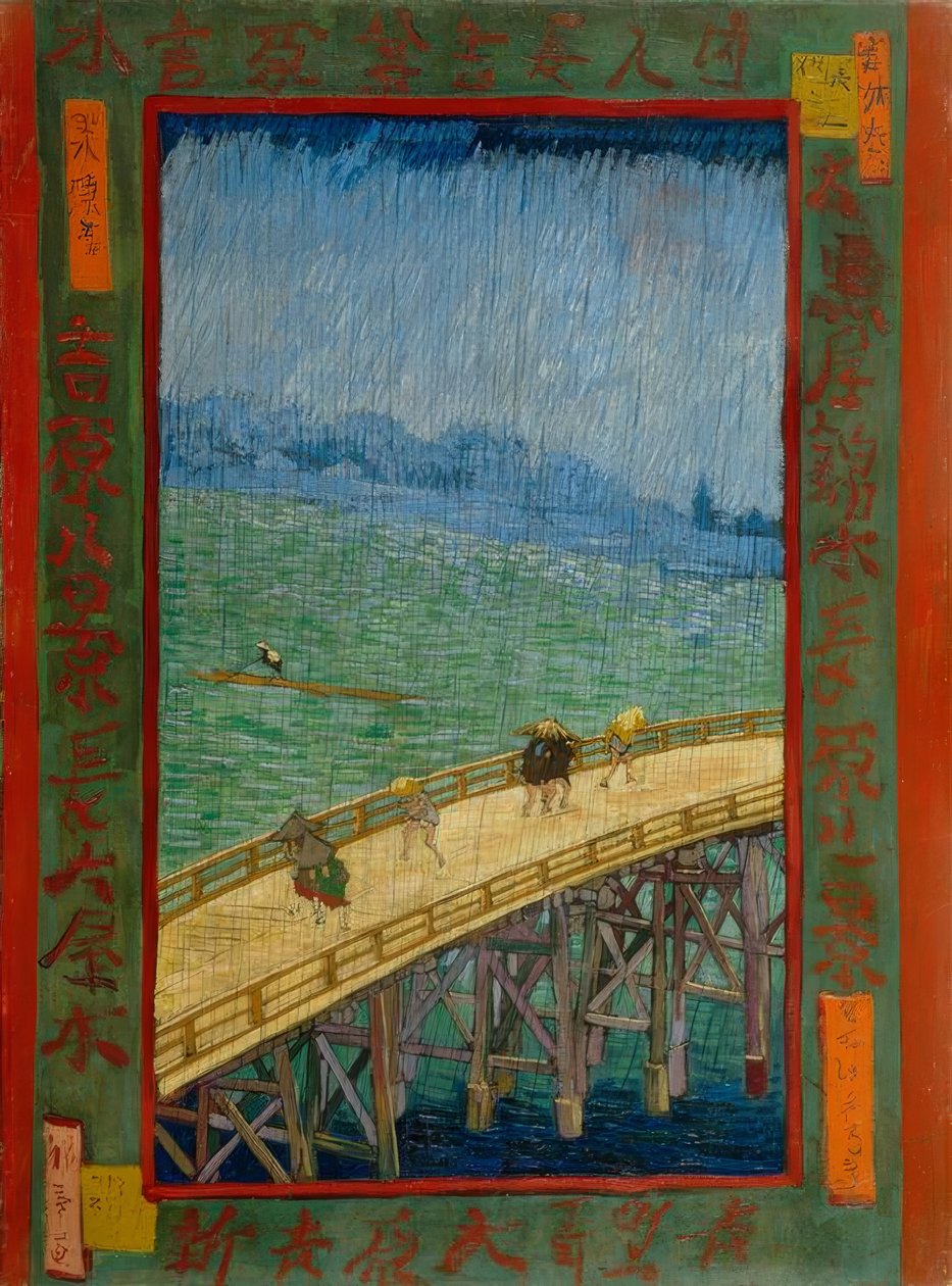 van Gogh Hiroshigébe, híd az esőben alkotó: Utagawa Hiroshige