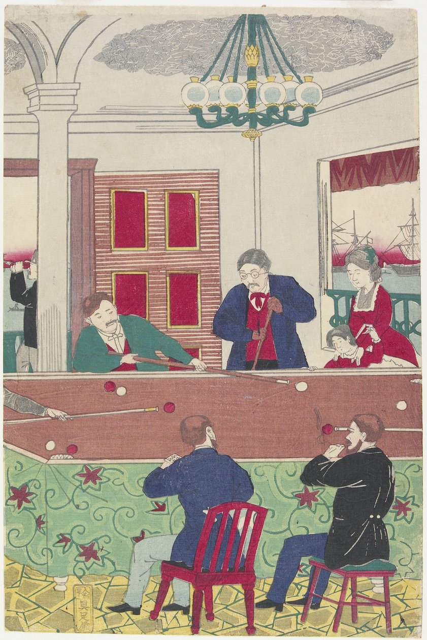 Külföldiek a biliárdjátékban, 19. század vége alkotó: Utagawa Hiroshige III