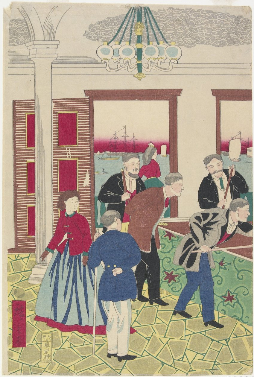 Külföldiek a biliárdjátékban, 19. század vége alkotó: Utagawa Hiroshige III