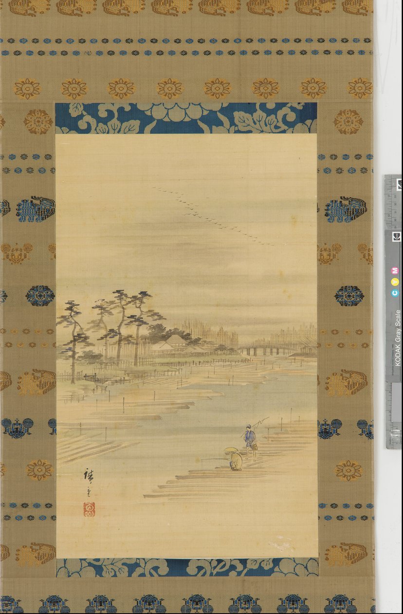 Folyói táj: fatelepek és tutajok, 19. század közepe. alkotó: Utagawa Hiroshige II