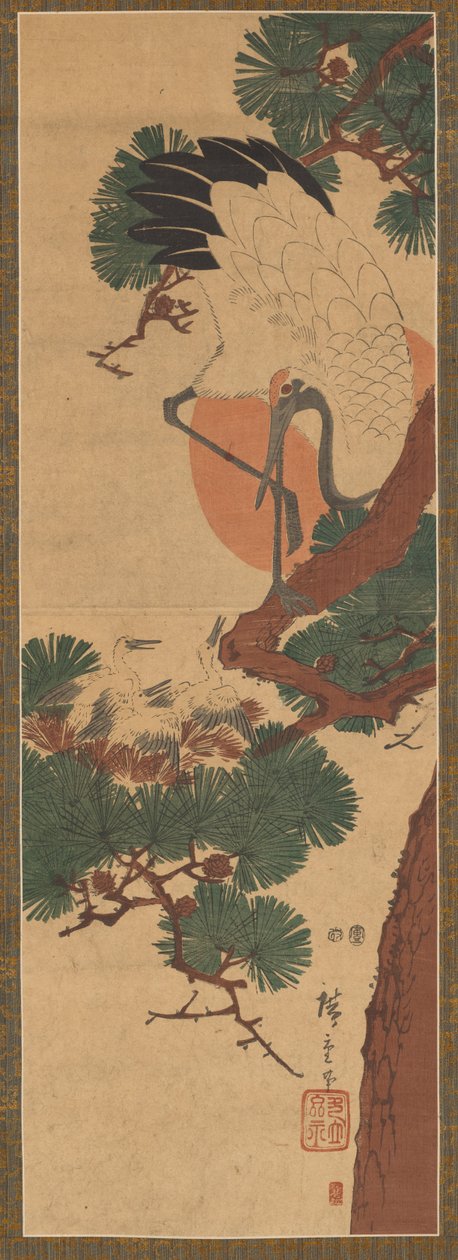 Gólya, nap és fenyő alkotó: Utagawa Hiroshige II