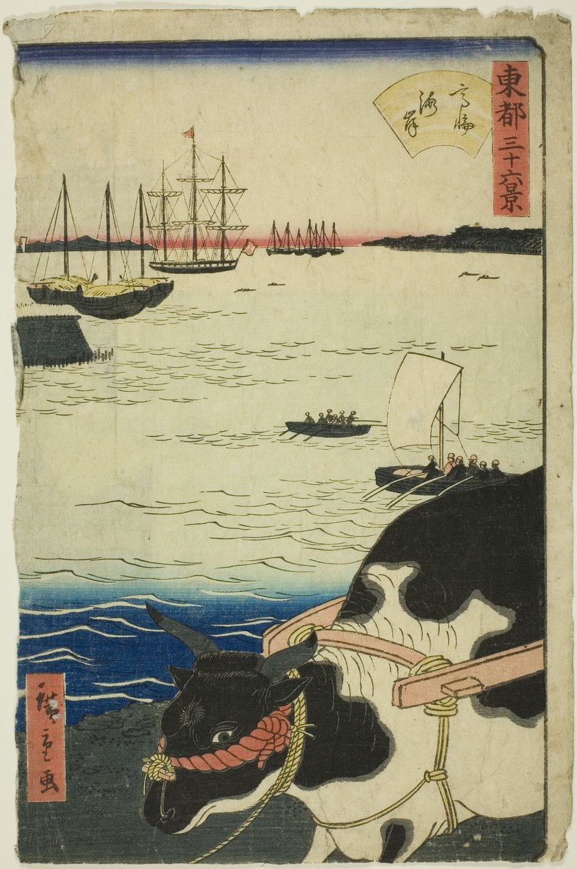 The Beach at Takanawa (Takanawa kaigan), a "Harminchat kilátás a keleti fővárosra (Toto sanjurokkei)" sorozatból alkotó: Utagawa Hiroshige II