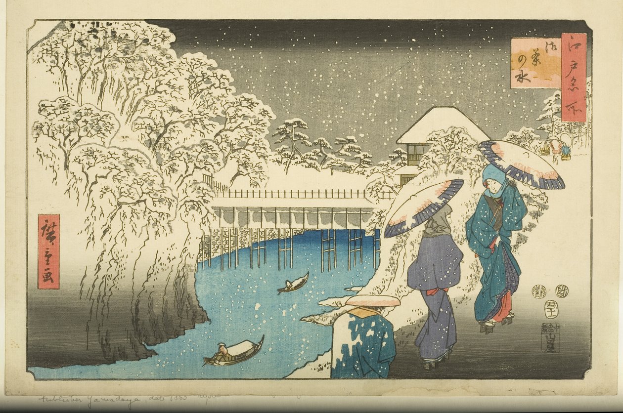 Ochanomizu (színes fatömbnyomat) alkotó: Utagawa II Hiroshige