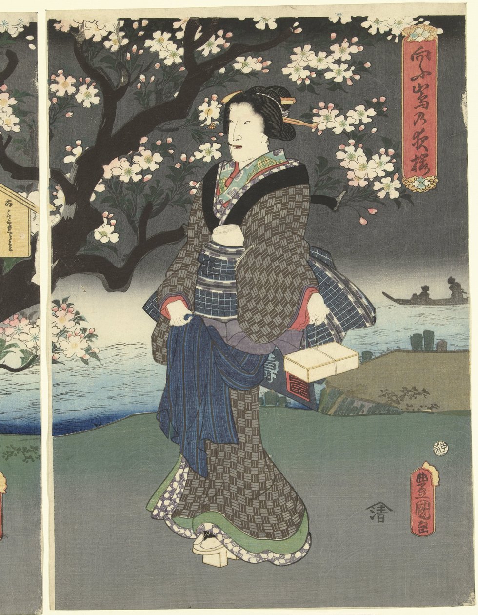 Esti séta a folyó mentén alkotó: Utagawa Kunisada (I)