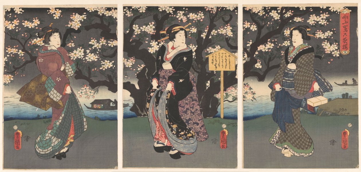 Esti séta a folyó mentén alkotó: Utagawa Kunisada (I)