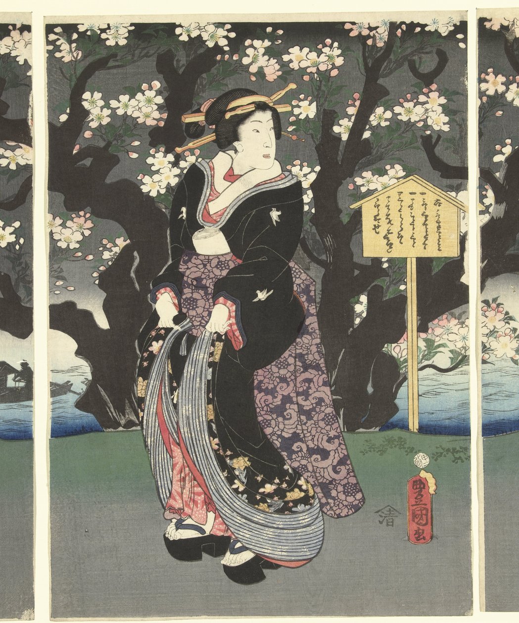 Esti séta a folyó mentén alkotó: Utagawa Kunisada (I)