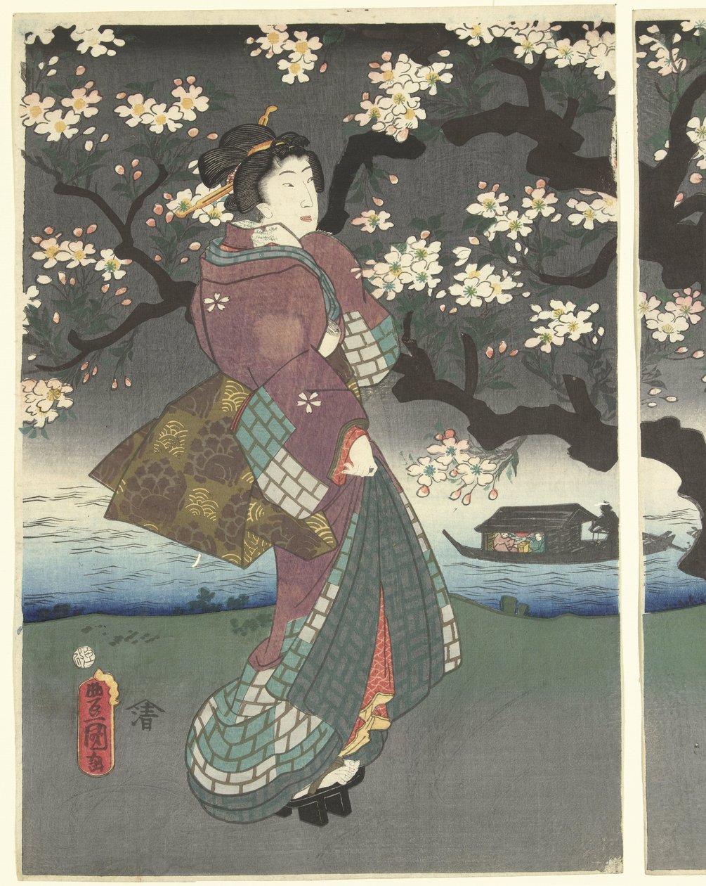 Esti séta a folyó mentén alkotó: Utagawa Kunisada (I)