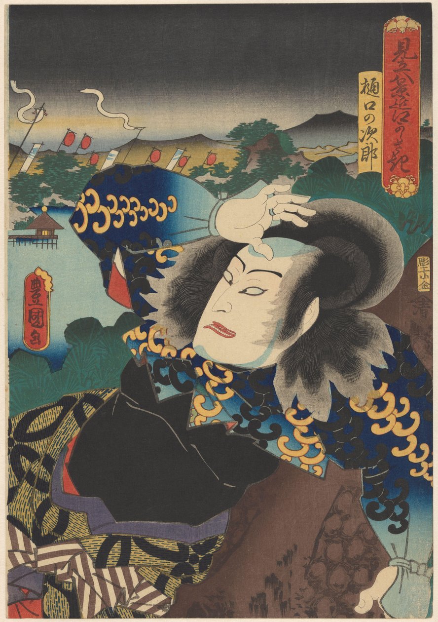 Matsuemon csónakos fenyőben A nyolc nézet ábrázolása (sorozat címe az objektumon) alkotó: Utagawa Kunisada (I)