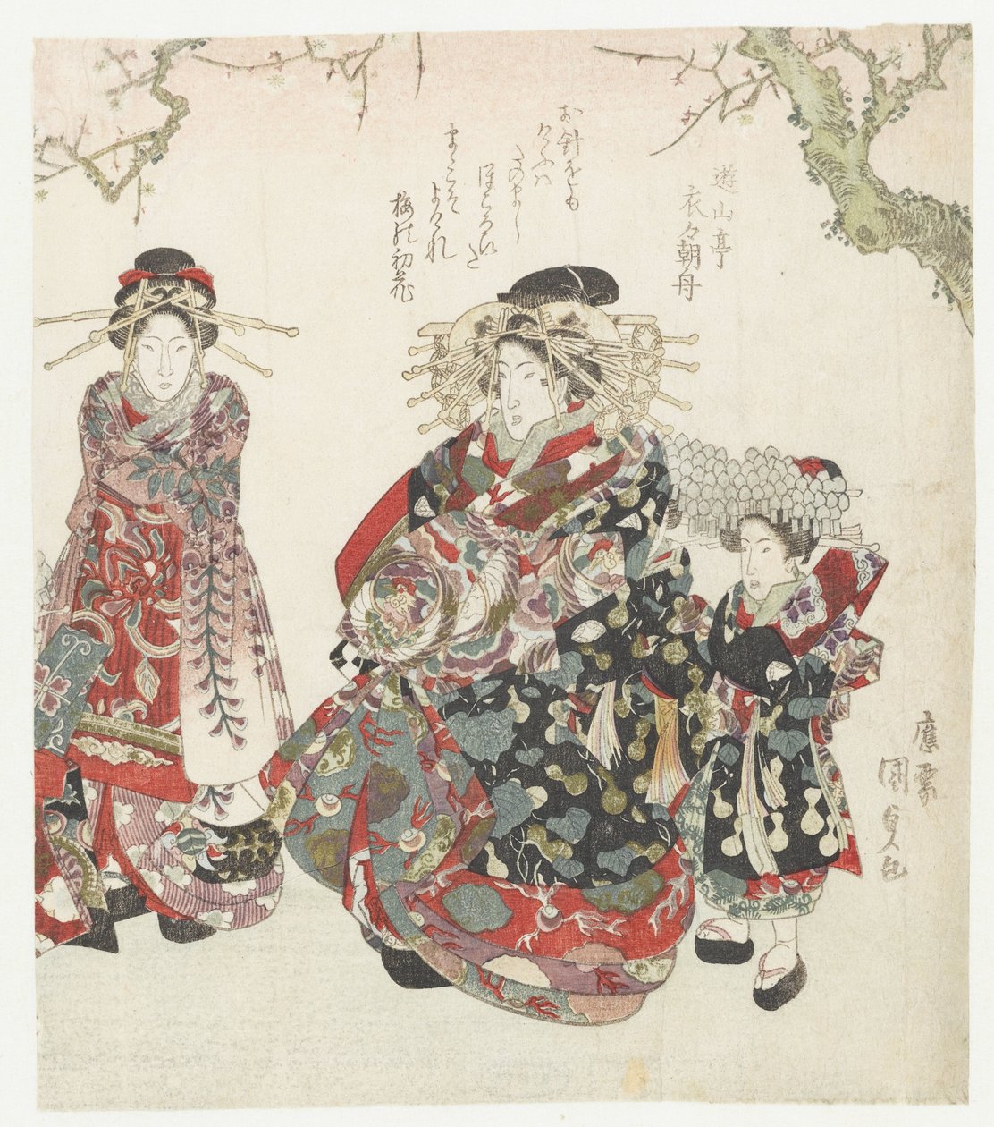 udvarhölgy két szobalánnyal alkotó: Utagawa Kunisada (I)