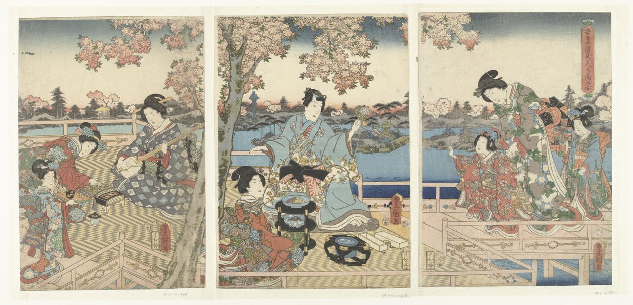 Tavaszi bankett a keleti genji számára Azuma Genji hana no yuen (cím az objektumon) alkotó: Utagawa Kunisada (I)