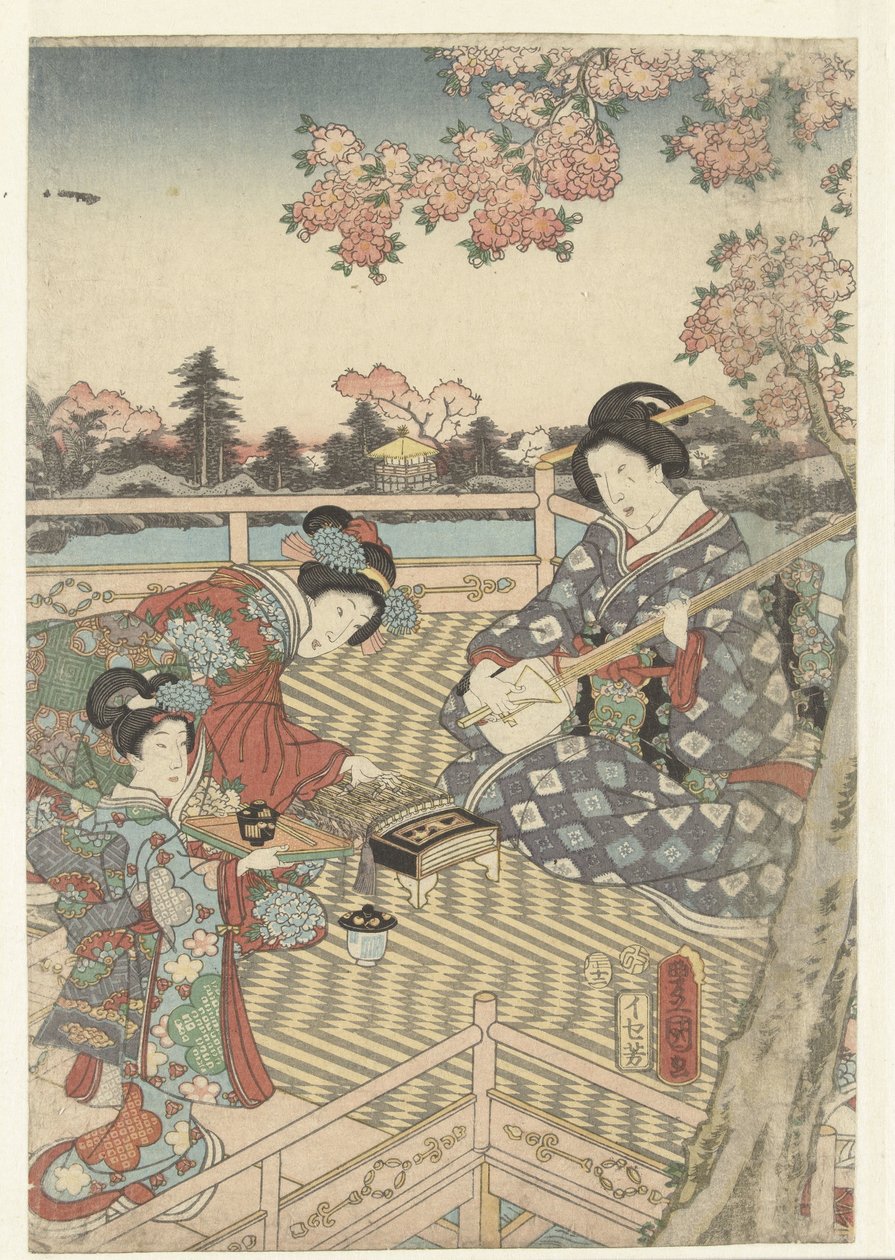 Tavaszi bankett a keleti genjinek Azuma Genji hana no yuen alkotó: Utagawa Kunisada (I)