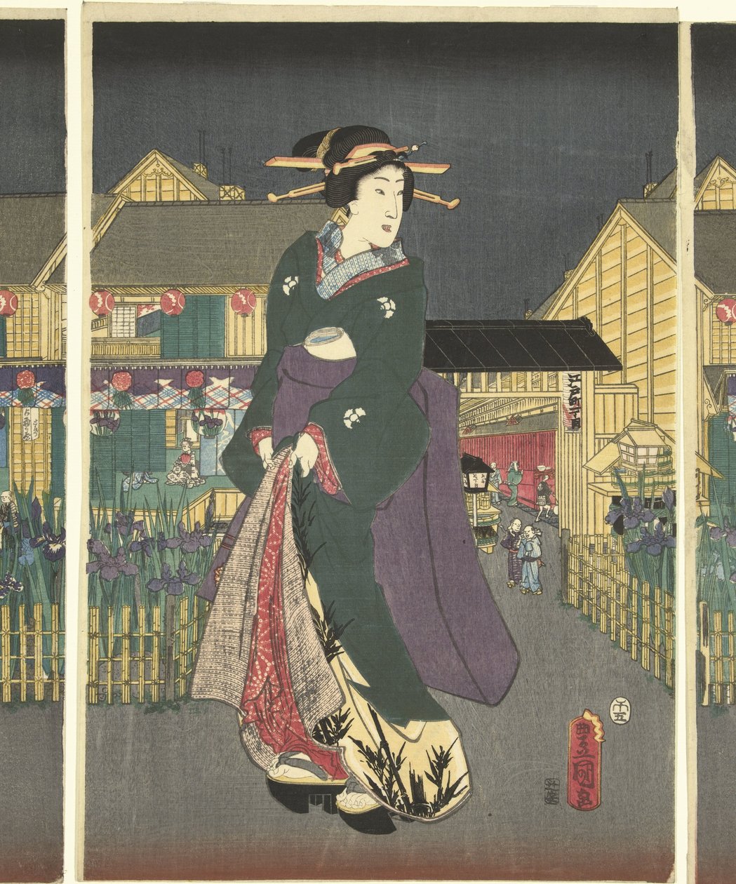 Teljes virágzású íriszek alkotó: Utagawa Kunisada (I)