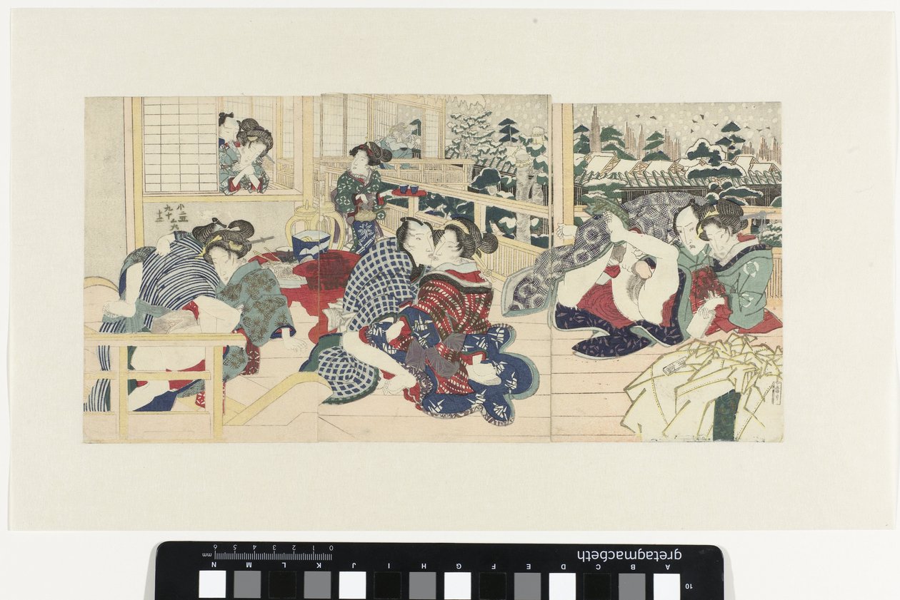 Szerelmes párok a teraszon télen alkotó: Utagawa Kunisada (I)