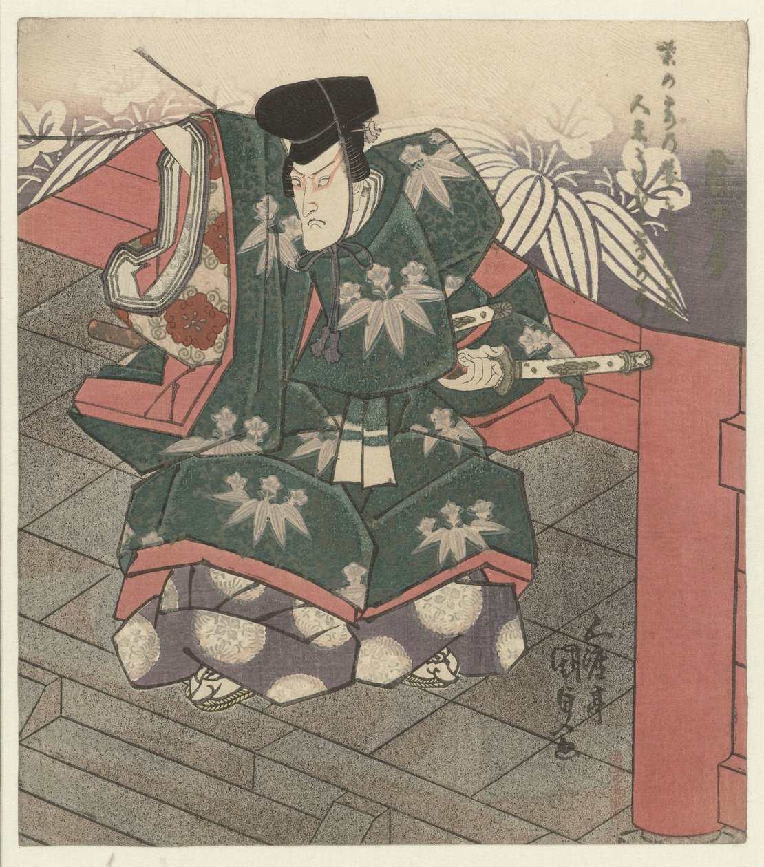 Férfi a templom bejáratánál alkotó: Utagawa Kunisada (I)