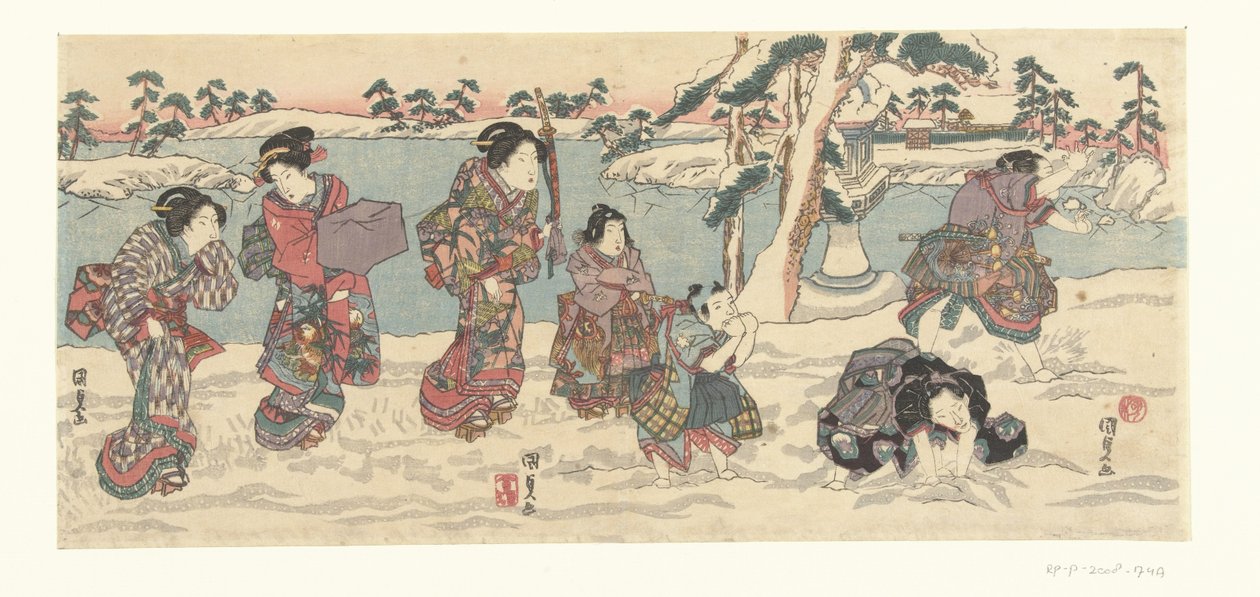 hógolyókat dobálni alkotó: Utagawa Kunisada (I)
