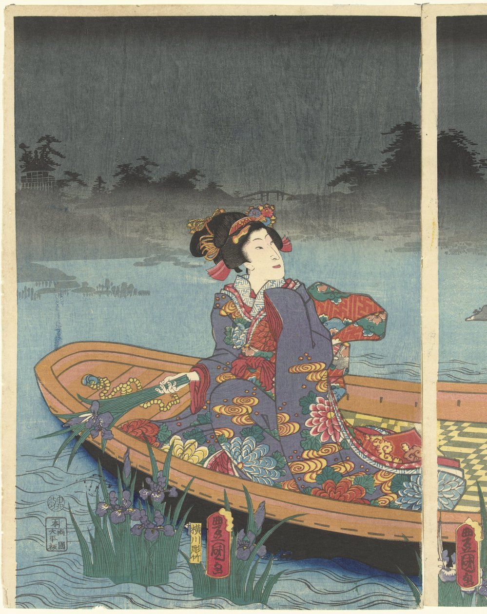 Az ellenséges hullámok közelednek Genji modern herceghez alkotó: Utagawa Kunisada (I)