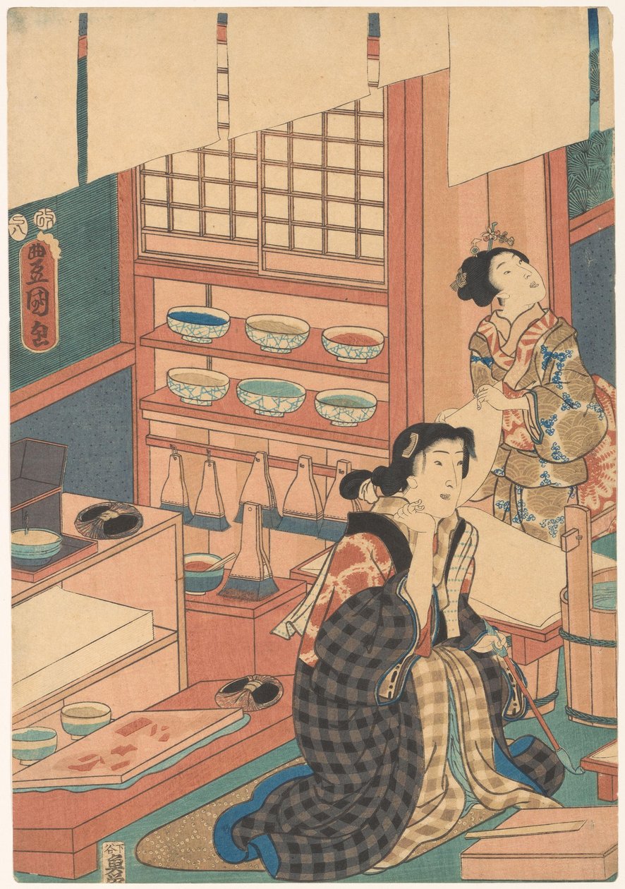 A nők képeket készítenek (bal oldal) alkotó: Utagawa Kunisada (I)