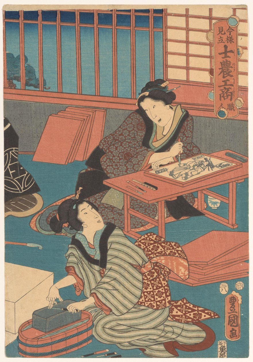 A nők képeket készítenek (jobb rész) alkotó: Utagawa Kunisada (I)
