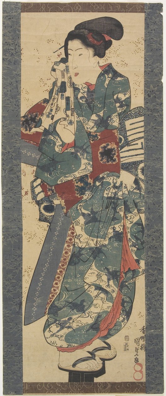 (Törülközőt tartó nő), 1843-1847 alkotó: Utagawa Kunisada