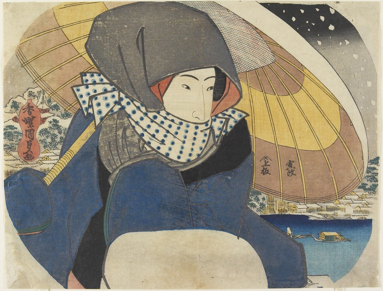 (Nő, csuklyát viselő esernyővel), 1818 alkotó: Utagawa Kunisada