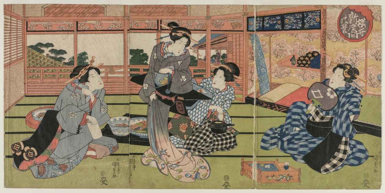 Kilátás a Sakurai nagy új szobájára alkotó: Utagawa Kunisada