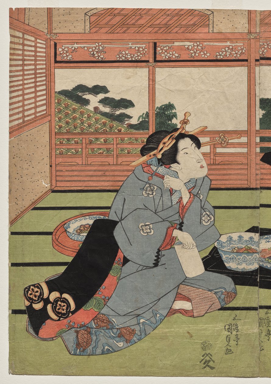 Kilátás a Sakurai nagy új szobájára alkotó: Utagawa Kunisada