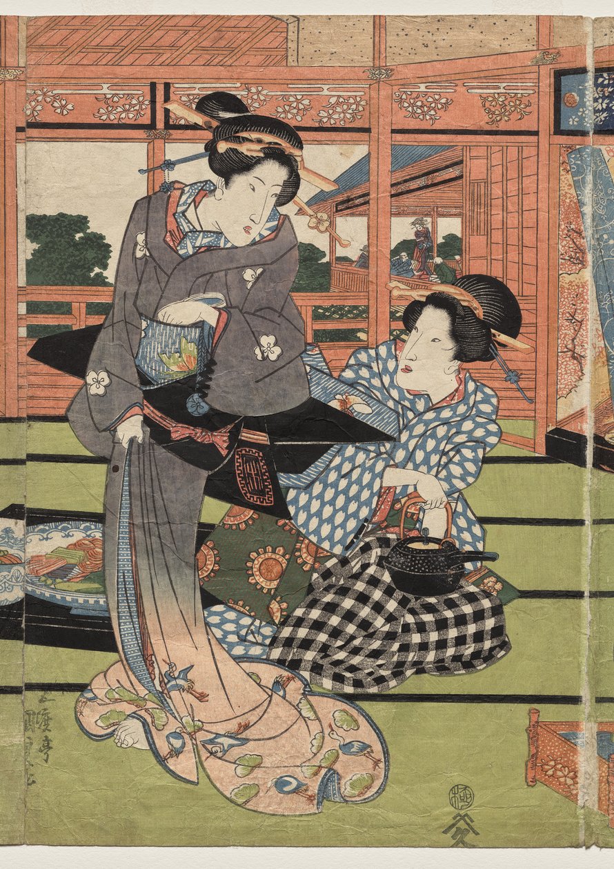 Kilátás a Sakurai nagy új szobájára alkotó: Utagawa Kunisada