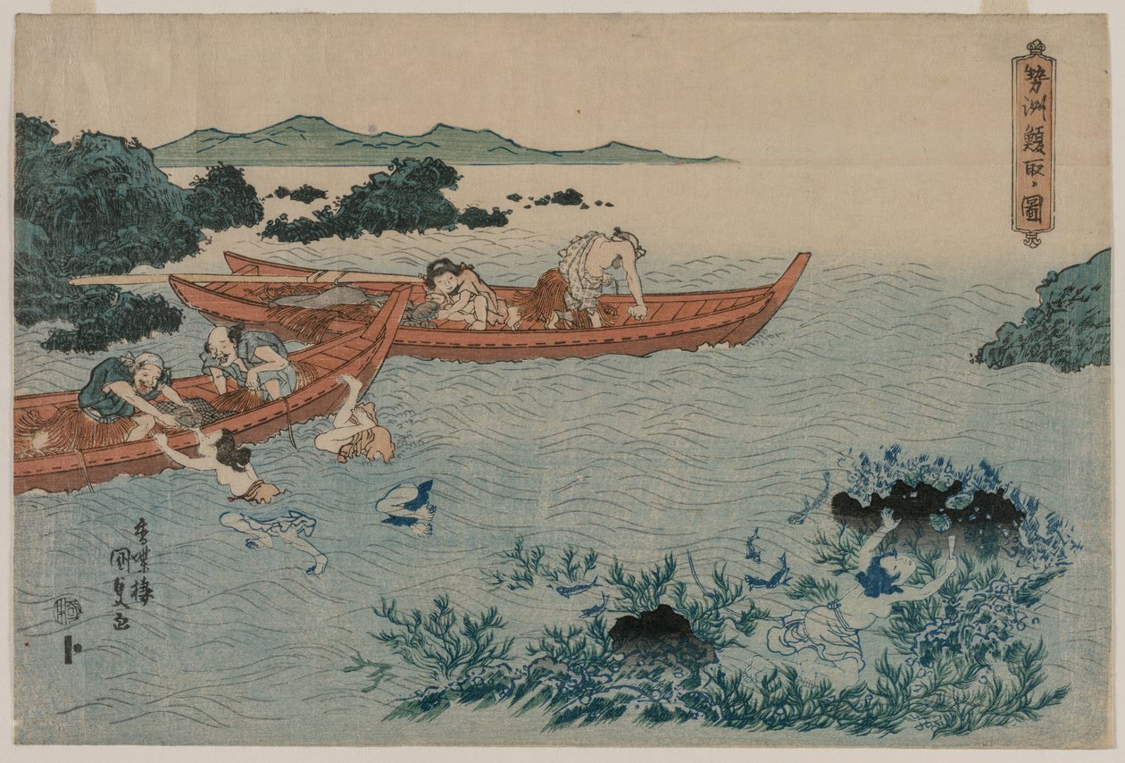 Abalone Divers Ise partjainál, egy Untitled Landscape sorozatból alkotó: Utagawa Kunisada