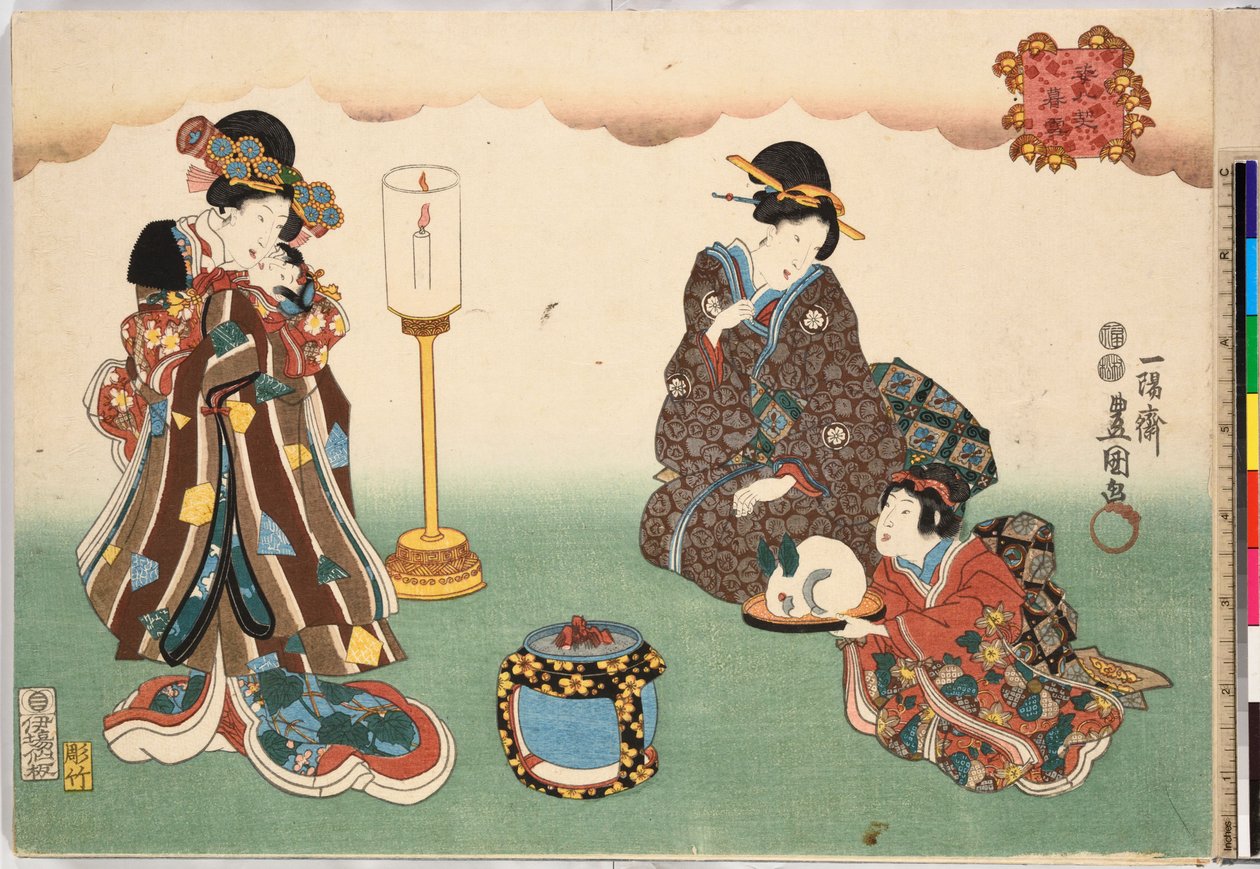 Esti hó Bo-setsu, a Nyolc figurális nézet sorozatból, Sugata Hakkei, kb. 1850., kb. 1850 alkotó: Utagawa Kunisada