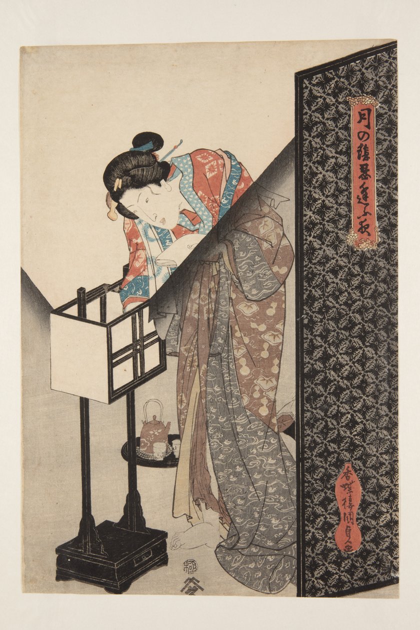 Keleti lámpa (Andon) (színes fatömb nyomat) alkotó: Utagawa Kunisada