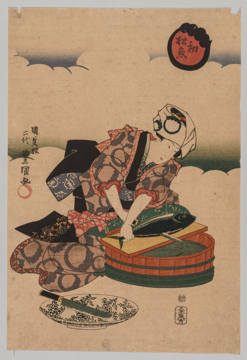Bonita előkészítése, 1823-1880. alkotó: Utagawa Kunisada