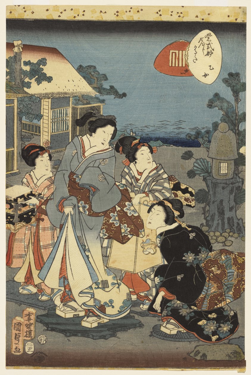 Jelenet Madame Murasaki Genji meséjéből, 1856 alkotó: Utagawa Kunisada