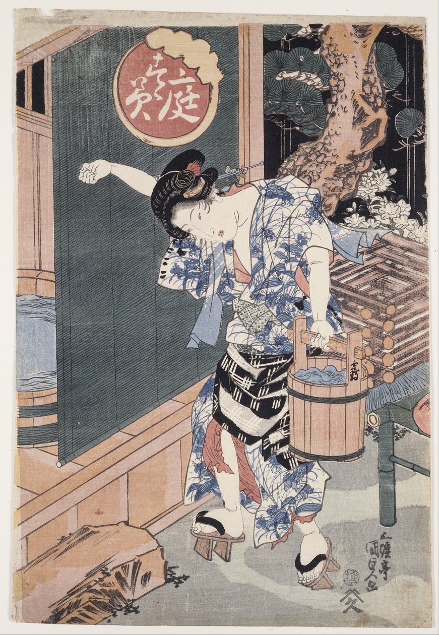 A kerti fürdőkád alkotó: Utagawa Kunisada