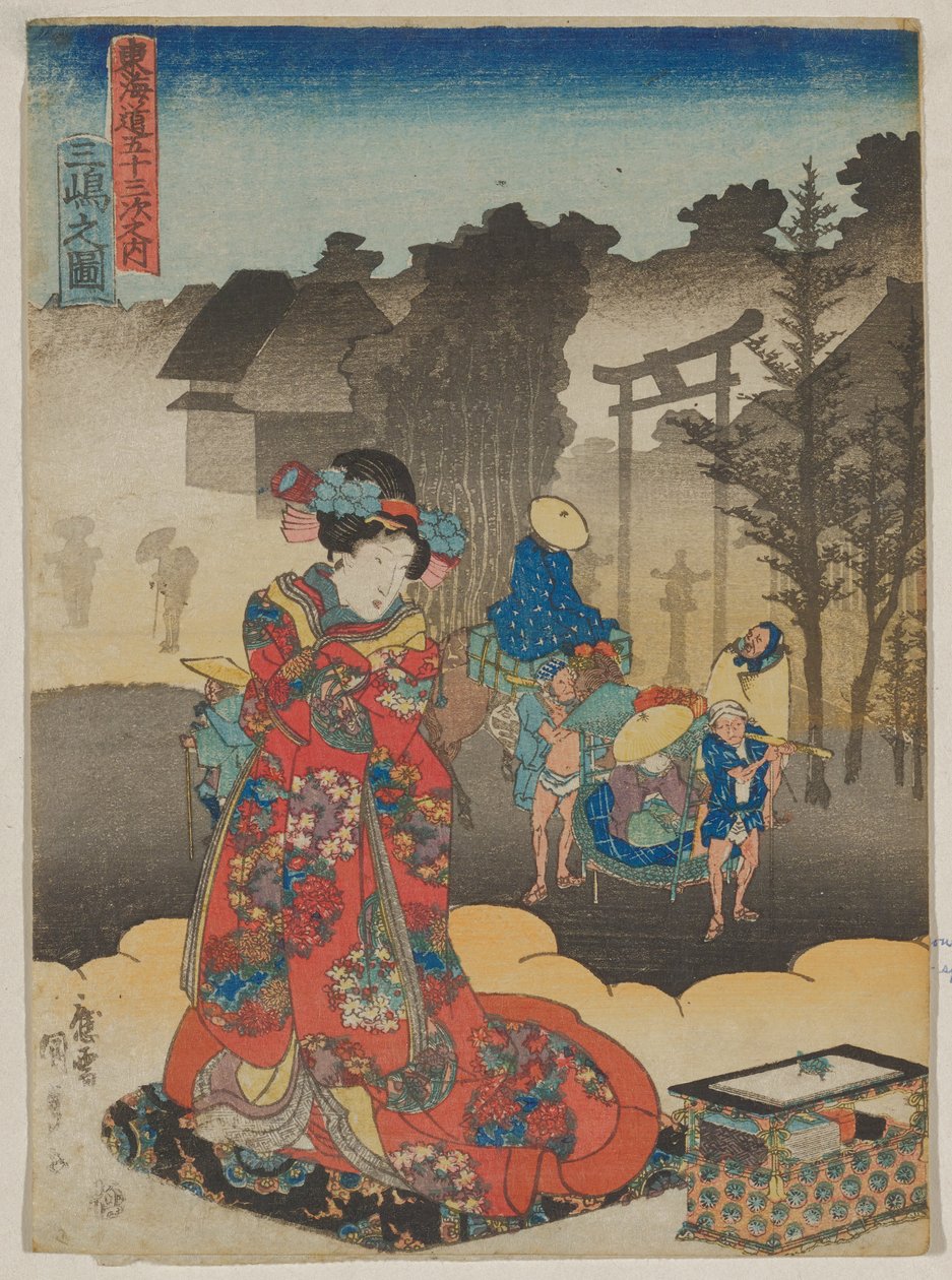 Kilátás Mishimánál alkotó: Utagawa Kunisada