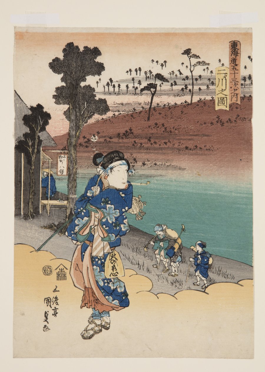 Kilátás Futakawára (Futakawa no zu) (színes fatömbnyomat) alkotó: Utagawa Kunisada