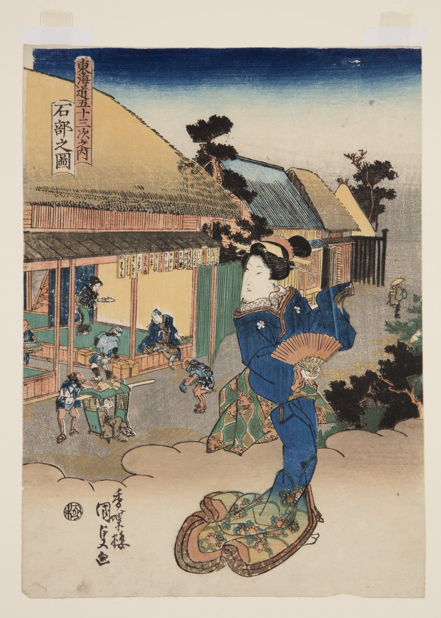 Ishibe kilátása (Ishibe no zu) (színes fatömbnyomat) alkotó: Utagawa Kunisada