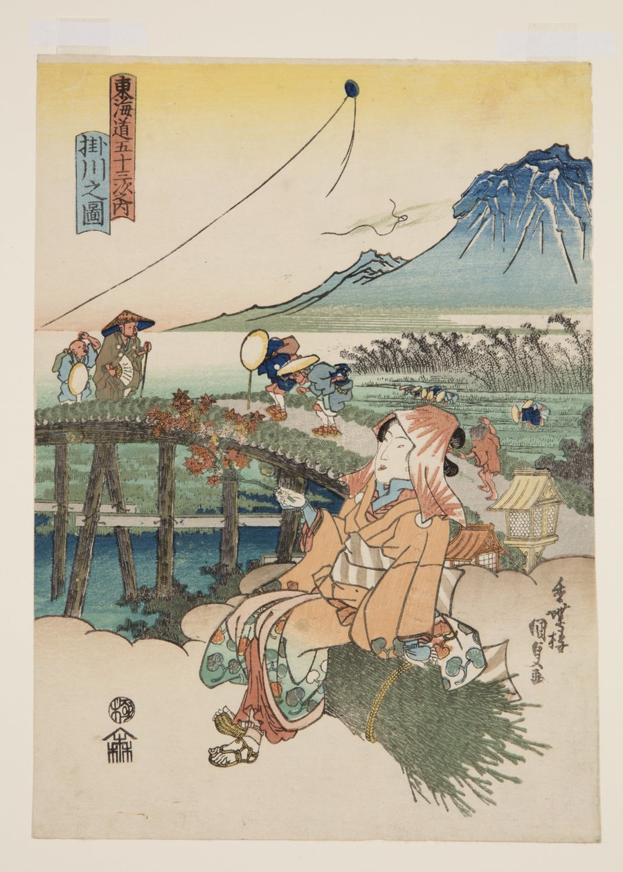 Kilátás a Kakegawára (Kakegawa no zu) (színes fatömbnyomat) alkotó: Utagawa Kunisada