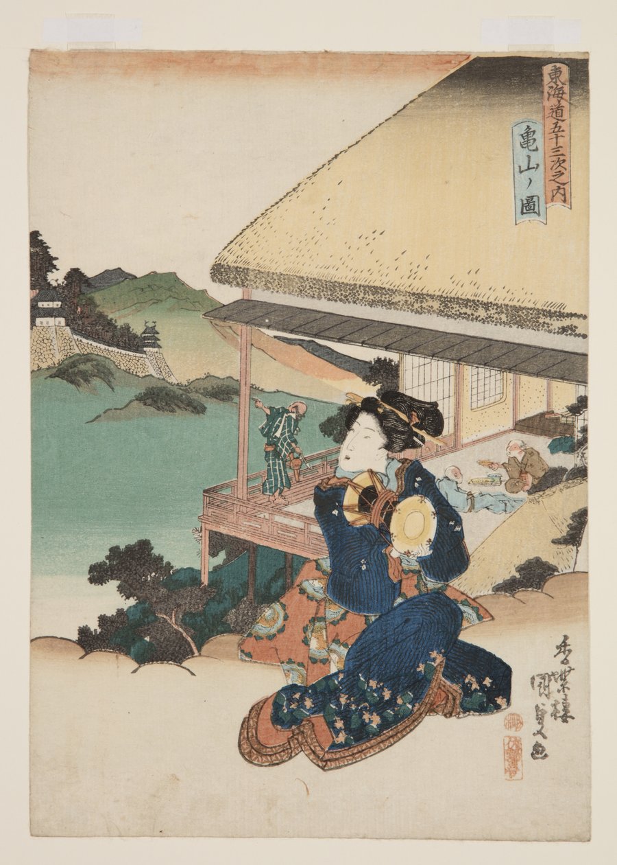 Kameyama kilátása (színes fatömbnyomat) alkotó: Utagawa Kunisada