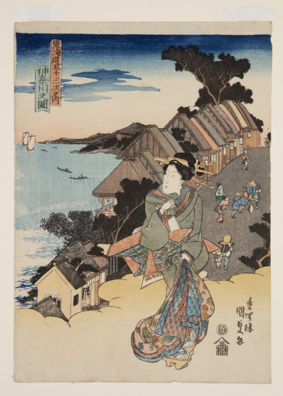 Kanagawa kilátása (Kanagawa no zu) (színes fatömbnyomat) alkotó: Utagawa Kunisada