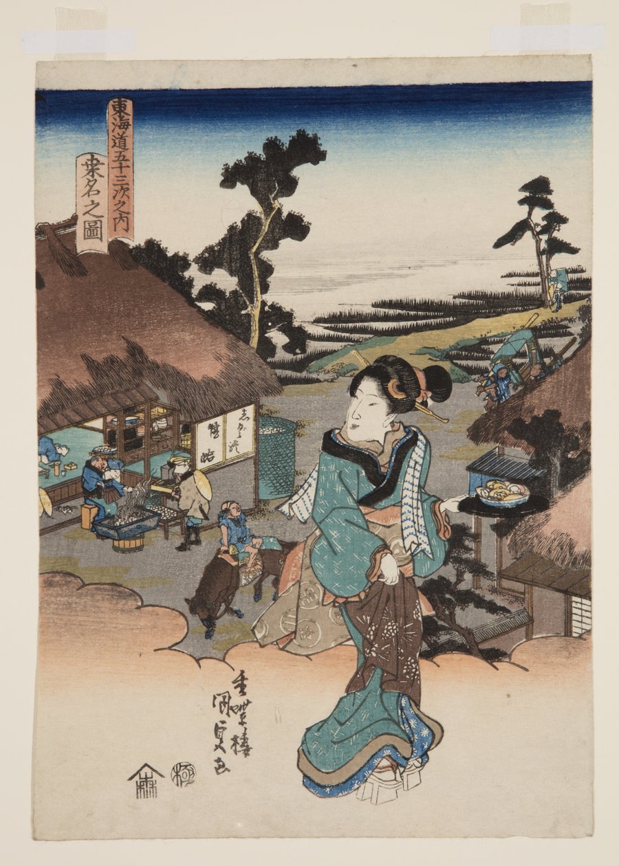 Kuwana kilátása (Kuwana no zu) (színes fatömbnyomat) alkotó: Utagawa Kunisada