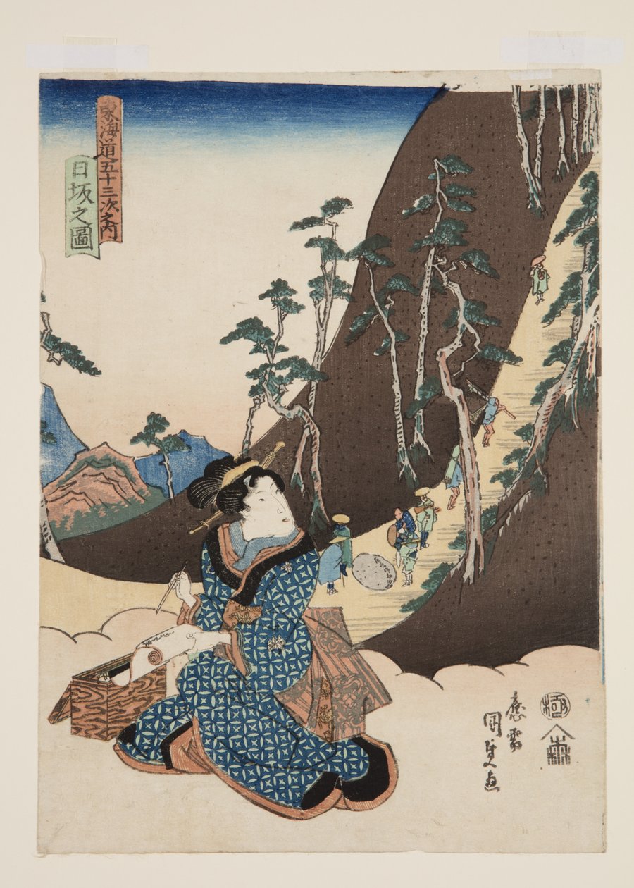 Nissaka kilátása (Nissaka no zu) (színes fatömbnyomat) alkotó: Utagawa Kunisada