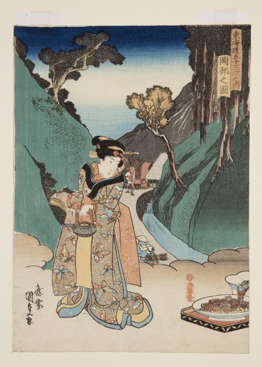 Okabe kilátása (Okabe no zu) (színes fatömbnyomat) alkotó: Utagawa Kunisada