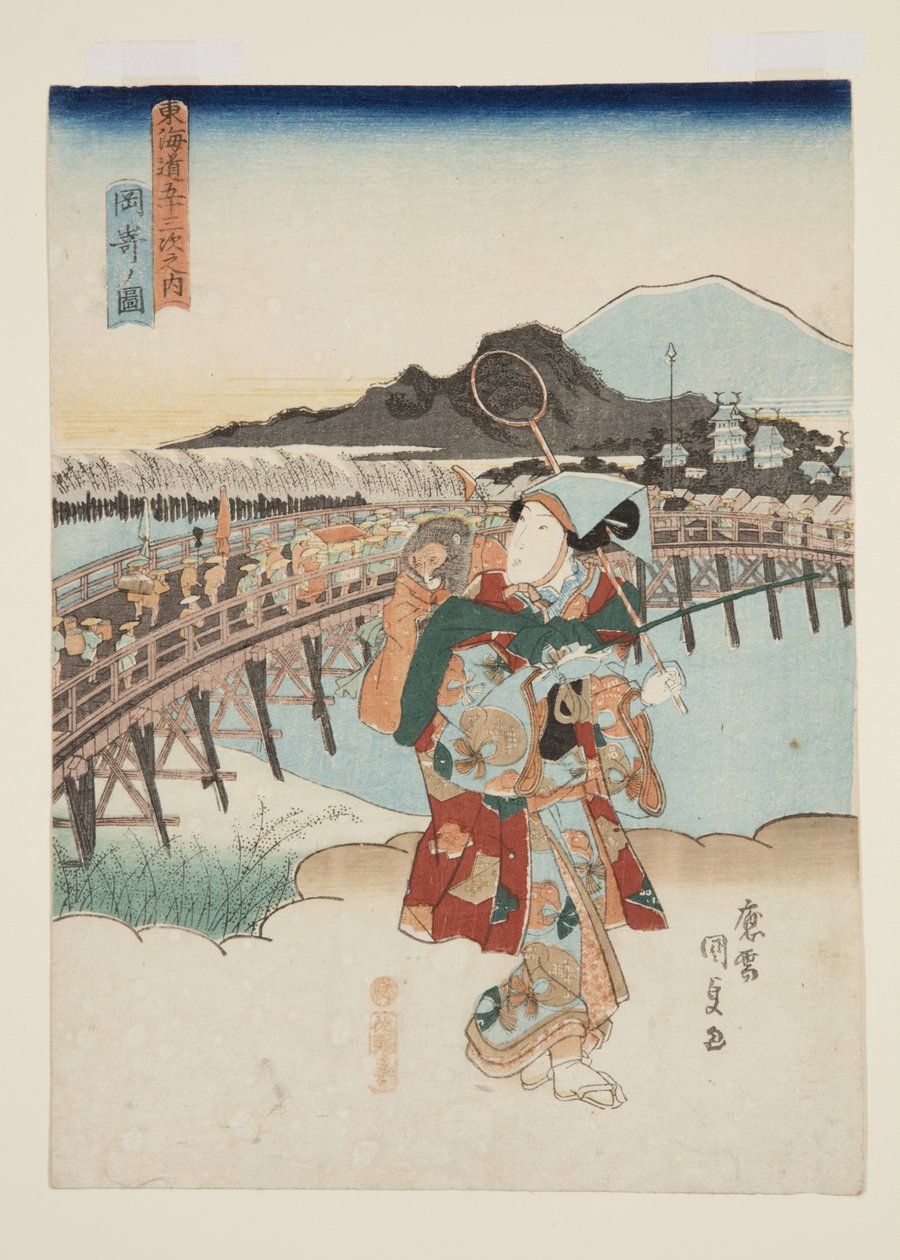 Kilátás az Okazakira (Okazaki no zu) (színes fatömbnyomat) alkotó: Utagawa Kunisada