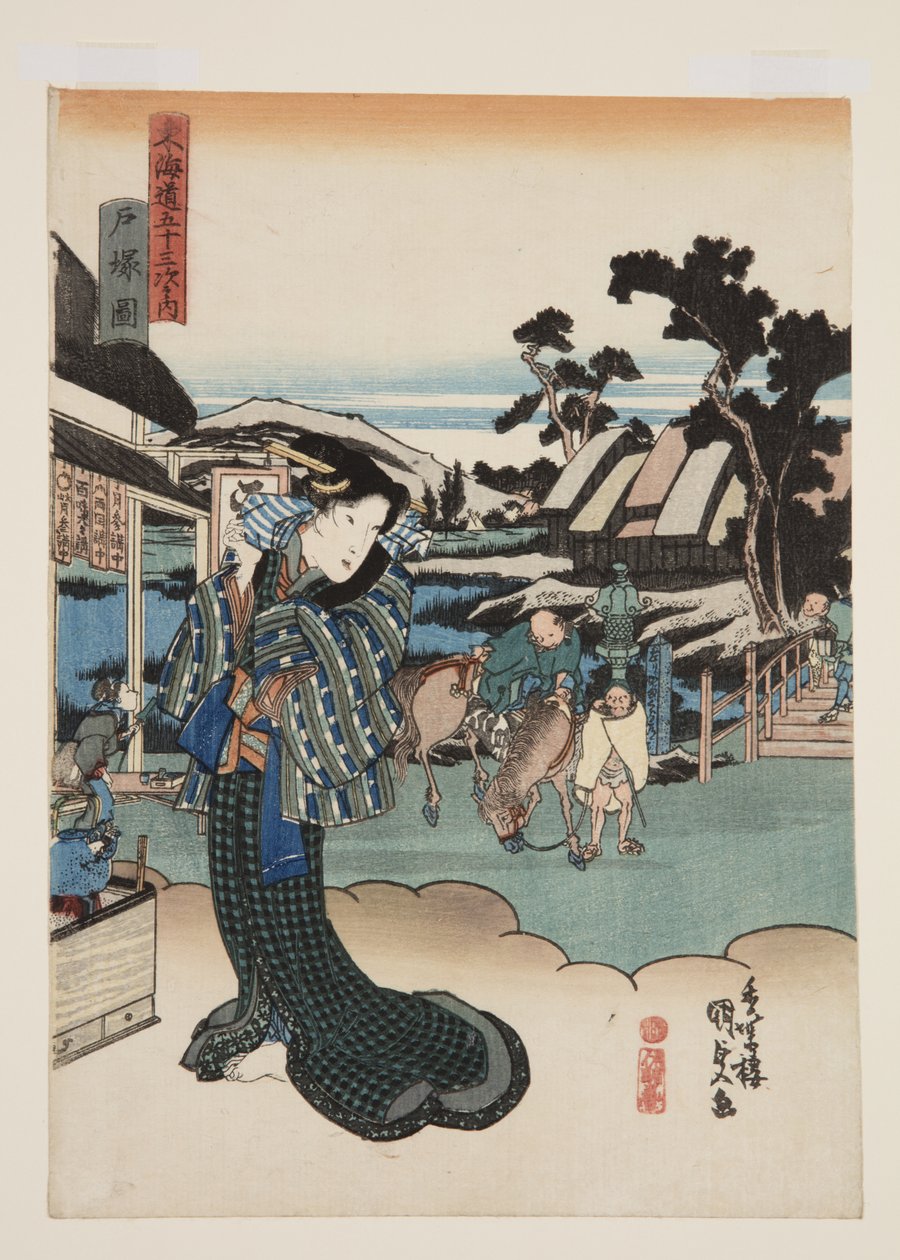 Totsuka (Totsuka zu) kilátása (színes fatömbnyomat) alkotó: Utagawa Kunisada