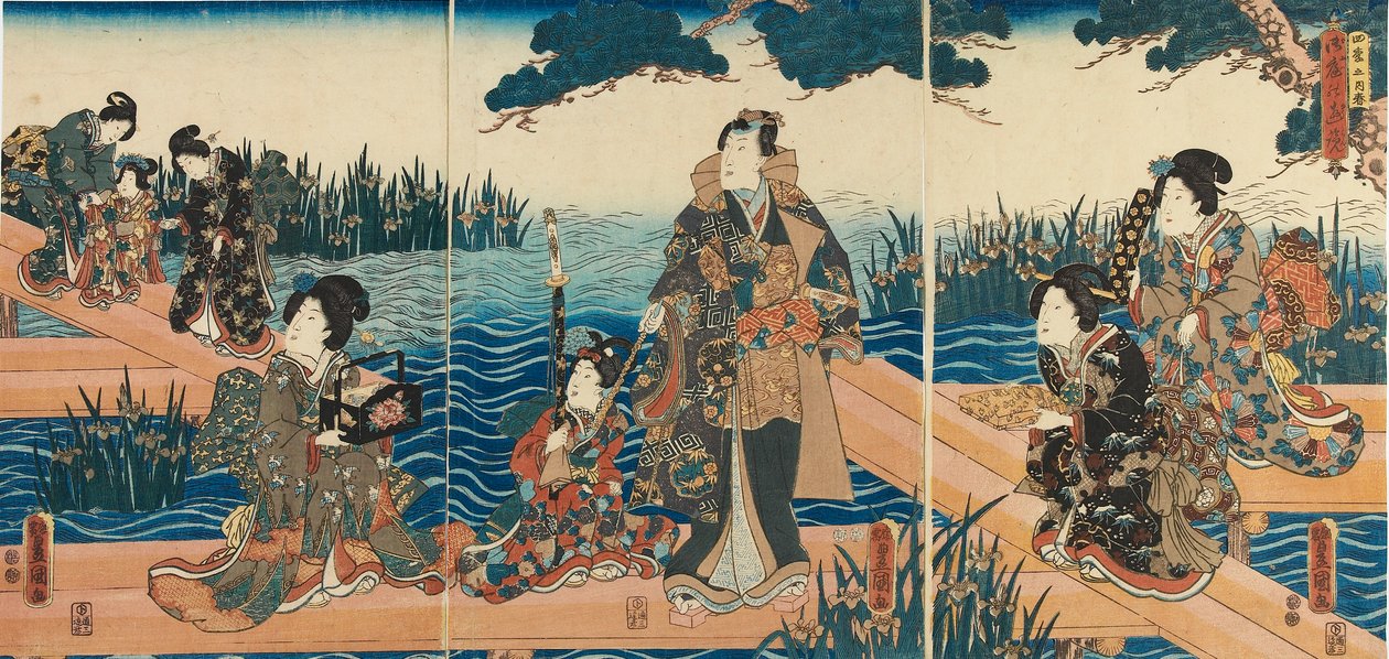 Fatömbnyomat – „Négy évszak: tavasz”, 1851-1852 alkotó: Utagawa Kunisada